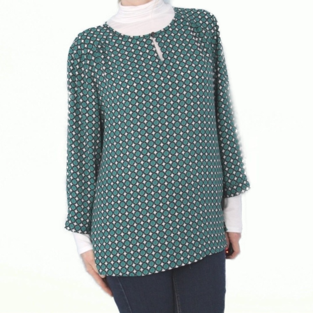 Van Heusen Long Sleeve Crew Neck Blouse Top Teal L